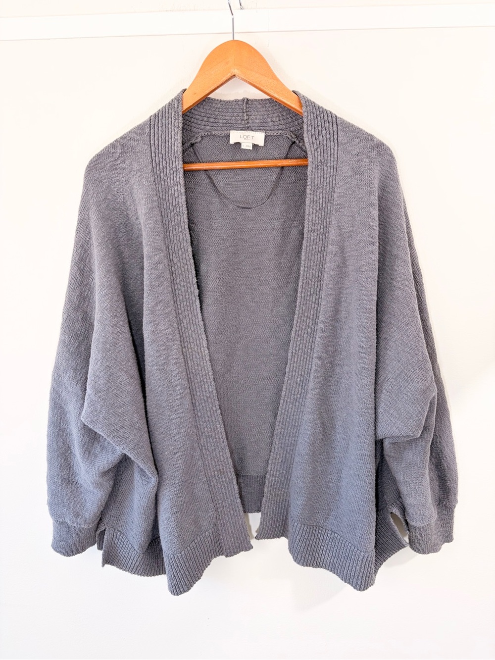 Loft Outlet gray open front boxy cardigan